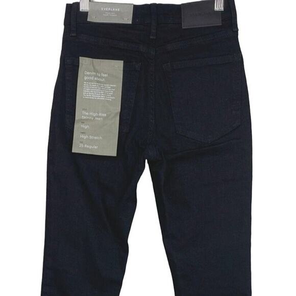 NWT Everlane The Authentic Classic Stretch High Rise Skinny Ankle Jean 25 Black - Picture 7 of 15